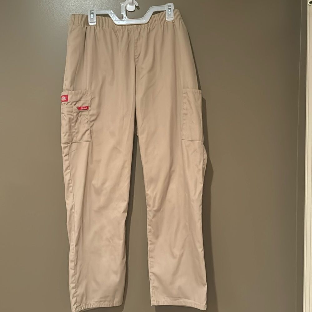 Dickies Khaki Pants Pull On Elastic Waist Size XL Side Pockets